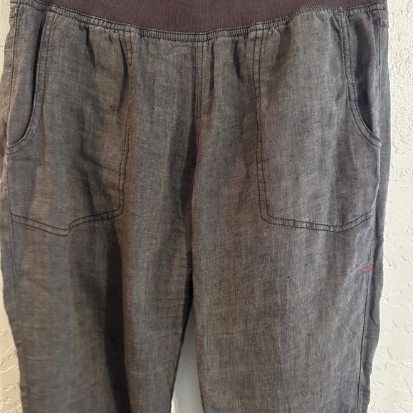 Toad & Co. 100% Linen “Lina” Brown Hippie Style Drawstring Heathered Cinch Pants - Picture 5 of 12